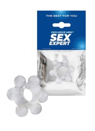 Прозрачное эрекционное кольцо с 6 стимулирующими шариками - Sex Expert - в Королеве купить с доставкой