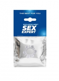 Прозрачное эрекционное кольцо с шариками и шипами - Sex Expert - в Королеве купить с доставкой