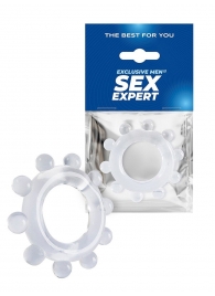 Прозрачное эрекционное кольцо со стимулирующими шариками - Sex Expert - в Королеве купить с доставкой