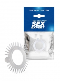 Эластичное эрекционное кольцо с шипиками и шариком - Sex Expert - в Королеве купить с доставкой