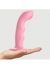 Розовая насадка-стимулятор Strap-On-Me Tapping Dildo Wave - Strap-on-me - купить с доставкой в Королеве