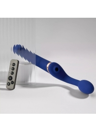 Синий безремневой страпон Multi Orgasm Bendable Strap-On size L с клиторальной стимуляцией - Strap-on-me - купить с доставкой в Королеве