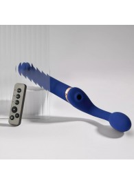 Синий безремневой страпон Multi Orgasm Bendable Strap-On size XL с клиторальной стимуляцией - Strap-on-me - купить с доставкой в Королеве