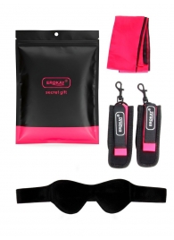 Черно-розовый эротический набор: маска, наручники и повязка - Erokay - купить с доставкой в Королеве