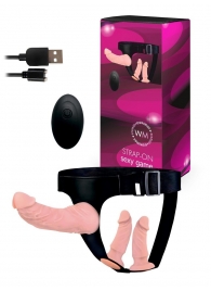 Женский страпон с 3 насадками и вибрацией - Erowoman-Eroman - купить с доставкой в Королеве