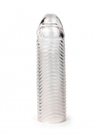 Прозрачная закрытая насадка на пенис с ребрышками - 16 см. - Sex Expert - в Королеве купить с доставкой