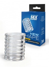 Прозрачная сквозная насадка на пенис с ребрышками - Sex Expert - в Королеве купить с доставкой