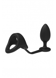 Черное эрекционное кольцо с анальной пробкой Cockstrap With Anal Plug - Dream Toys - в Королеве купить с доставкой