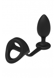 Черное эрекционное кольцо с анальной пробкой Cockstrap With Anal Plug - Dream Toys - в Королеве купить с доставкой