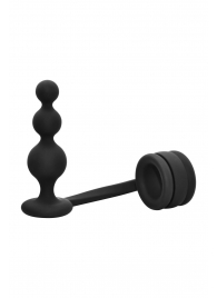 Черное эрекционное кольцо с анальной елочкой Cockring With Beaded Anal Plug - Dream Toys - в Королеве купить с доставкой