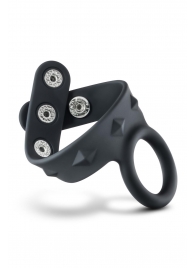 Черное эрекционное кольцо с подхватом мошонки на кнопках VS6 - Blush Novelties - в Королеве купить с доставкой