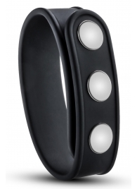 Черное эрекционное кольцо на кнопках - Blush Novelties - в Королеве купить с доставкой