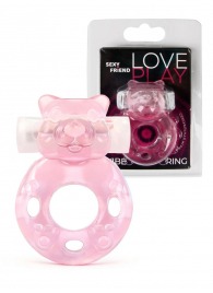 Розовое эрекционное виброкольцо в форме мишки - 1137 - в Королеве купить с доставкой