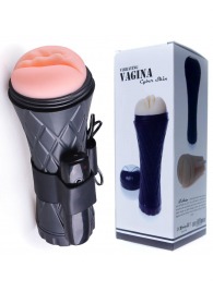 Телесный мастурбатор-вагина в черной колбе с вибрацией - Boys of Toys - в Королеве купить с доставкой