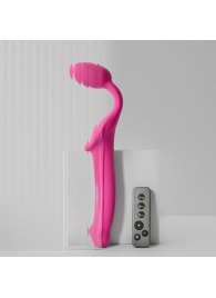 Ярко-розовый безремневой страпон Strap-on-me Vibrating Bendable Strap-On size M - Strap-on-me - купить с доставкой в Королеве