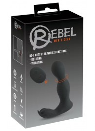 Черная анальная пробка с вибрацией, вращением и пультом ДУ RC Butt Plug with 2 Functions - Orion - в Королеве купить с доставкой