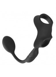 Черное виброкольцо с анальной пробкой Cock Ring with RC Butt Plug - Orion - в Королеве купить с доставкой