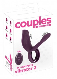 Фиолетовая насадка на член с клиторальным отростком и пультом ДУ RC Couple’s Vibrator 2 - Orion - в Королеве купить с доставкой