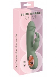 Оливковый вибратор-кролик Slim Rabbit Olive - 21,4 см. - Orion
