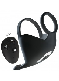 Черная вибронасадка для эрекции и стимуляции мошонки Cock ring with RC ball massager - Orion - в Королеве купить с доставкой