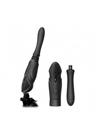 Черная секс-машина с функцией нагрева, насадками и присоской Sesh - Zalo - купить с доставкой в Королеве