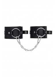 Черные оковы из толстой кожи с люверсами - Pecado - купить с доставкой в Королеве