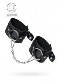 Черные оковы из толстой кожи с люверсами - Pecado - купить с доставкой в Королеве