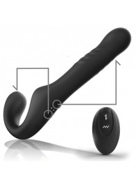 Черный безремневой страпон с вибрацией и возвратно-поступательными движениями - 24 см. - Ibiza - купить с доставкой в Королеве