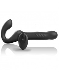 Черный безремневой страпон с вибрацией и возвратно-поступательными движениями - 24 см. - Ibiza - купить с доставкой в Королеве