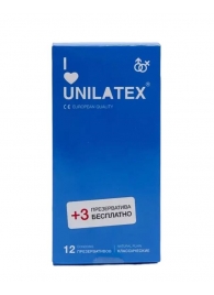 Классические презервативы Unilatex Natural Plain - 12 шт. + 3 шт. в подарок - Unilatex - купить с доставкой в Королеве
