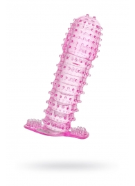 Гелевая розовая насадка с шипами - 12 см. - Toyfa Basic - в Королеве купить с доставкой