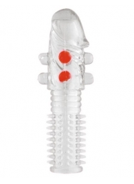 Гелевая прозрачная насадка с шариками и шипами - 14 см. - Toyfa Basic - в Королеве купить с доставкой