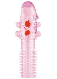 Гелевая розовая насадка с шариками и шипами - 14 см. - ToyFa - в Королеве купить с доставкой