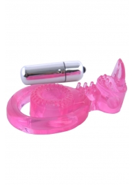 Розовая вибронасадка со стимулятор клитора   Язычок - Toyfa Basic - в Королеве купить с доставкой