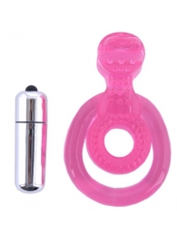 Розовая вибронасадка со стимулятор клитора   Язычок - Toyfa Basic - в Королеве купить с доставкой