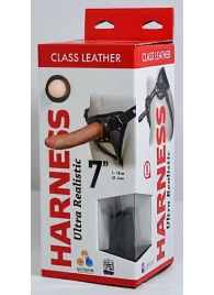 Насадка-фаллоимитатор на кожаных трусиках Harness Ultra Realistic 7  - 18 см. - LOVETOY (А-Полимер) - купить с доставкой в Королеве