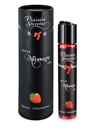 Массажное масло с ароматом клубники Huile de Massage Gourmande Fraise des Bois - 59 мл. - Plaisir Secret - купить с доставкой в Королеве