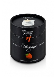 Массажная свеча с ароматом клубники Bougie de Massage Gourmande Fraise - 80 мл. - Plaisir Secret - купить с доставкой в Королеве
