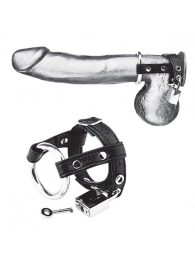 Утяжка на пенис на замочке Duo Cock And Ball Lock - BlueLine - купить с доставкой в Королеве