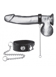 Утяжка на пенис с поводком Snap Cock Ring With 12  Leash - BlueLine - купить с доставкой в Королеве