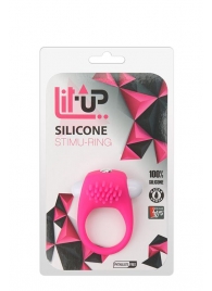 Розовое эрекционное кольцо с щеточкой LIT-UP SILICONE STIMU RING 5 - Dream Toys - в Королеве купить с доставкой