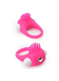 Розовое эрекционное кольцо с щеточкой LIT-UP SILICONE STIMU RING 5 - Dream Toys - в Королеве купить с доставкой
