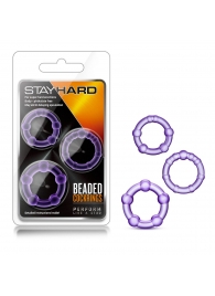 Набор из 3 фиолетовых эрекционных колец Stay Hard Beaded Cockrings - Blush Novelties - в Королеве купить с доставкой