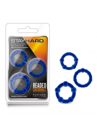 Набор из 3 синих эрекционных колец Stay Hard Beaded Cockrings - Blush Novelties - в Королеве купить с доставкой