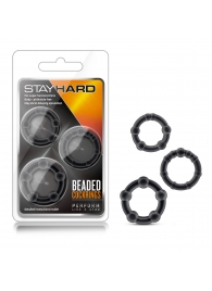 Набор из 3 чёрных эрекционных колец Stay Hard Beaded Cockrings - Blush Novelties - в Королеве купить с доставкой