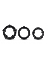 Набор из 3 чёрных эрекционных колец Stay Hard Beaded Cockrings - Blush Novelties - в Королеве купить с доставкой
