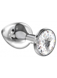 Большая серебристая анальная пробка Diamond Clear Sparkle Large с прозрачным кристаллом - 8 см. - Lola Games - купить с доставкой в Королеве