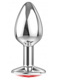 Малая серебристая анальная пробка Diamond Red Sparkle Small с красным кристаллом - 7 см. - Lola Games - купить с доставкой в Королеве