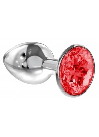 Малая серебристая анальная пробка Diamond Red Sparkle Small с красным кристаллом - 7 см. - Lola Games - купить с доставкой в Королеве