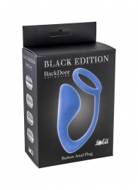 Синее эрекционное кольцо с анальной пробкой Button Anal Plug - Lola Games - в Королеве купить с доставкой